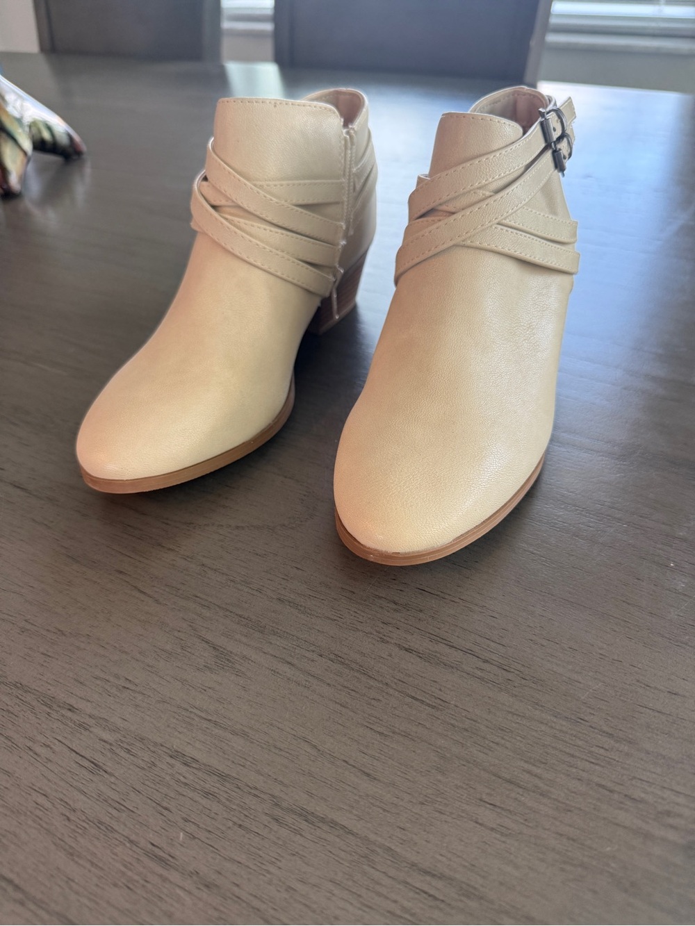 Style & Co. Cream Wrap-Strap Ankle Booties